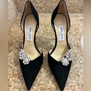 Jimmy Choo Black Heels with Crystal Accents